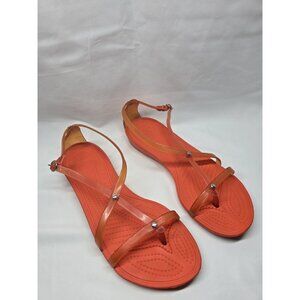 Crocs Womens Sexi Flip Sandals Comfort Jelly Casual Strappy Thong Orange Size 8